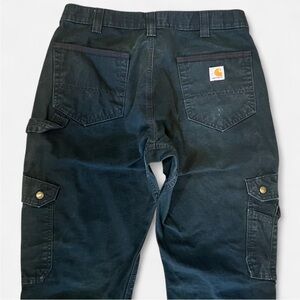 CARHARTT Relaxed Straight Ripstop Double Knee Front Cargo Pants B342 Black 32X33
